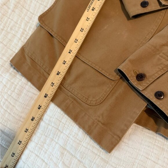 LL Bean Chore Barn Tan Jacket with Brown Collar EUC 2708 - Picture 4 of 13